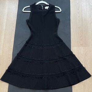 Milly Black Sleeveless Textured Midi Dress